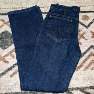 Vintage Wrangler Men's Dark Blue Straight Jeans